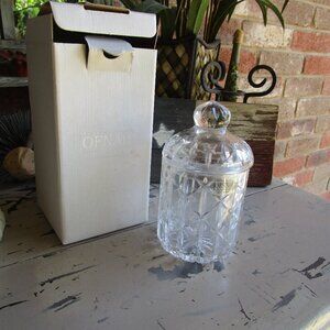 Vintage Ofnah Lidded Hand Cut Crystal Apothecary Jar Lid Poland New